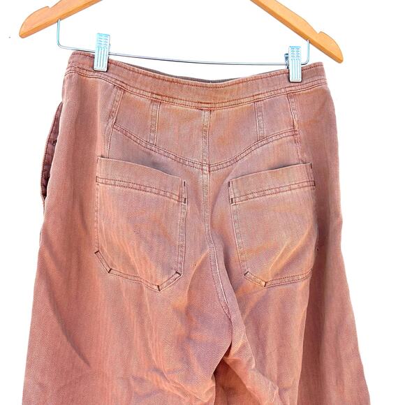 Free People Clean Mod Utility Crop Pants Mauve 4 Cotton Wide Leg High Waisted - Picture 5 of 8